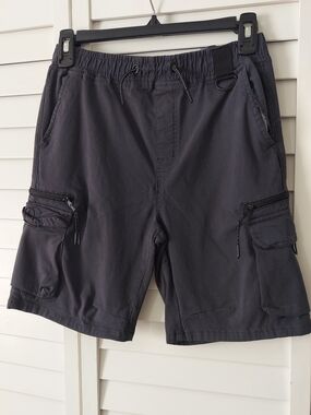 Kids Black Cargo Shorts with Multiple Pockets